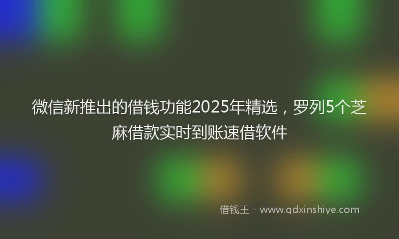 微信新推出的借钱功能2025年精选，罗列5个芝麻借款实时到账速借软件
