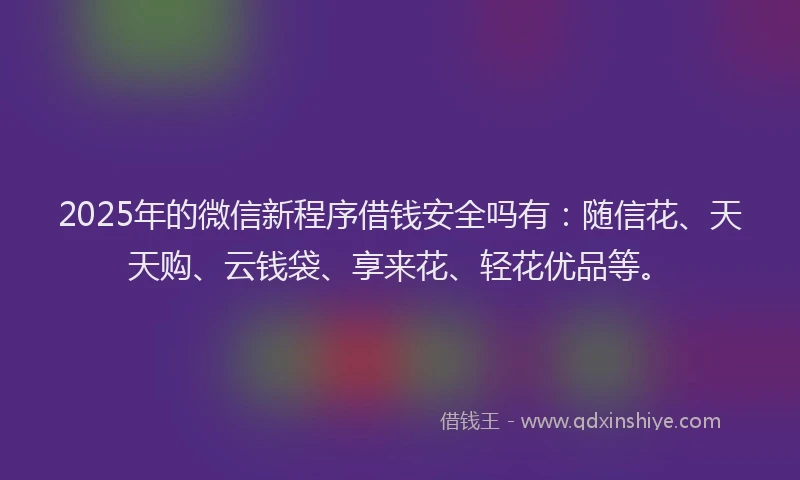 2025年的微信新程序借钱安全吗有：随信花、天天购、云钱袋、享来花、轻花优品等。