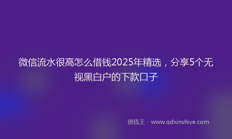 微信流水很高怎么借钱2025年精选，分享5个无视黑白户的下款口子