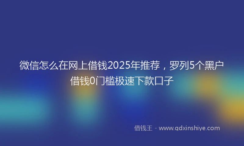 微信怎么在网上借钱2025年推荐，罗列5个黑户借钱0门槛极速下款口子