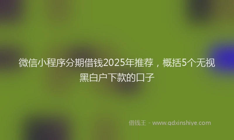 微信小程序分期借钱2025年推荐，概括5个无视黑白户下款的口子