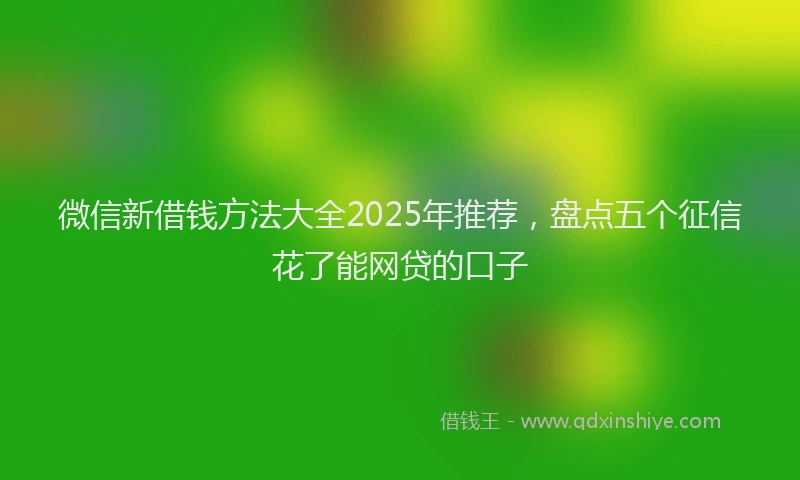 微信新借钱方法大全2025年推荐，盘点五个征信花了能网贷的口子