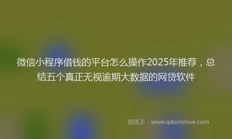 微信小程序借钱的平台怎么操作2025年推荐，总结五个真正无视逾期大数据的网贷软件