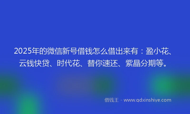 2025年的微信新号借钱怎么借出来有：盈小花、云钱快贷、时代花、替你速还、紫晶分期等。