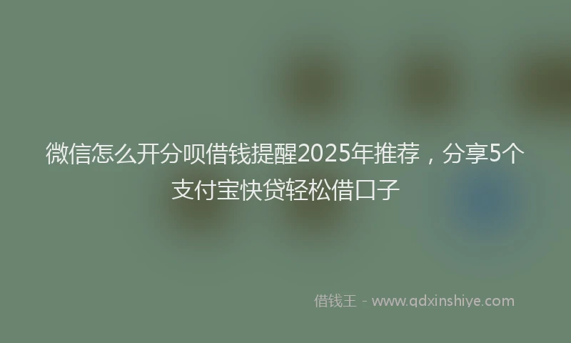 微信怎么开分呗借钱提醒2025年推荐，分享5个支付宝快贷轻松借口子