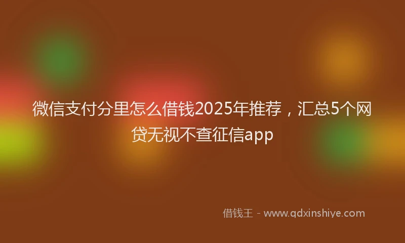 微信支付分里怎么借钱2025年推荐，汇总5个网贷无视不查征信app