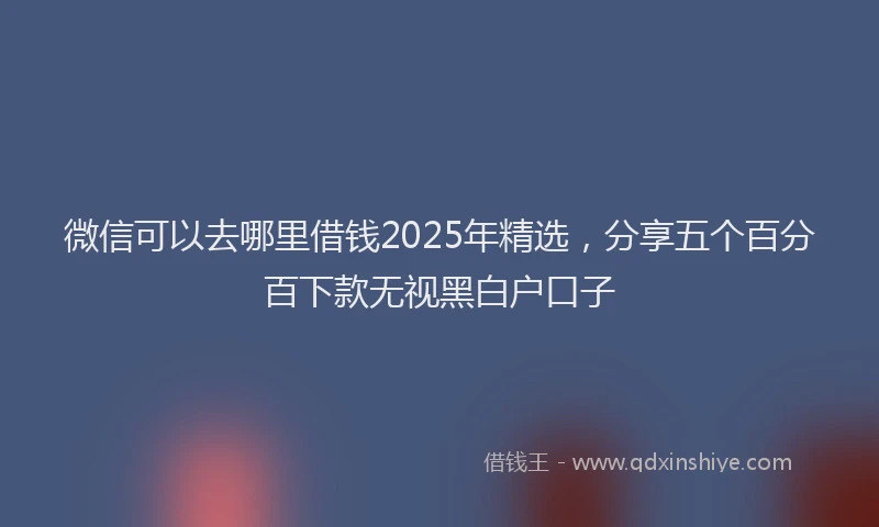 微信可以去哪里借钱2025年精选，分享五个百分百下款无视黑白户口子