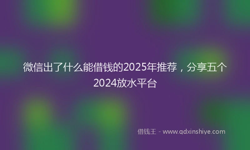 微信出了什么能借钱的2025年推荐，分享五个2024放水平台