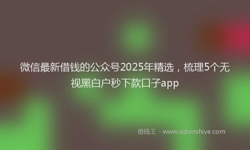 微信最新借钱的公众号2025年精选，梳理5个无视黑白户秒下款口子app