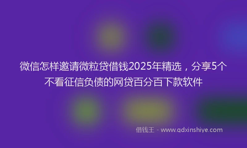 微信怎样邀请微粒贷借钱2025年精选，分享5个不看征信负债的网贷百分百下款软件