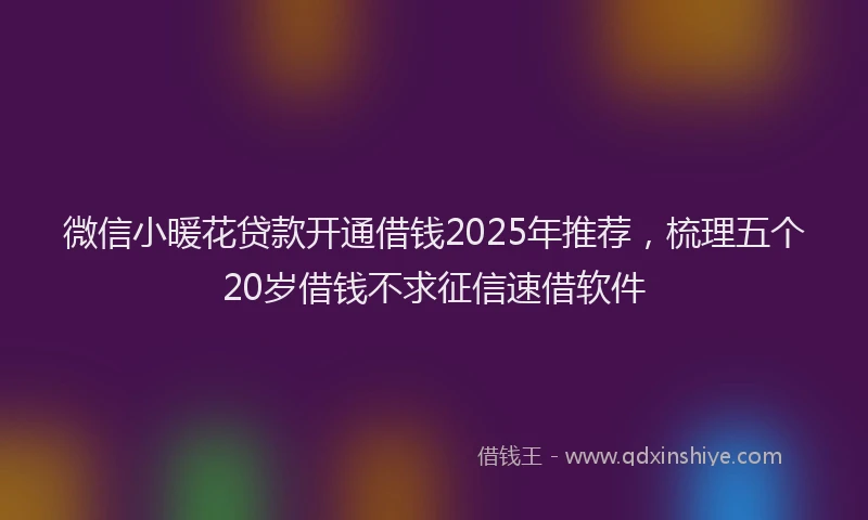 微信小暖花贷款开通借钱2025年推荐，梳理五个20岁借钱不求征信速借软件