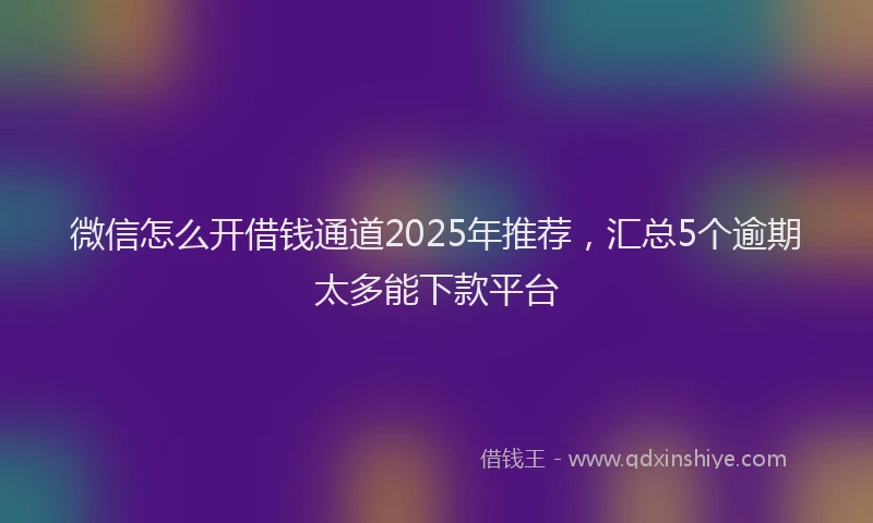 微信怎么开借钱通道2025年推荐，汇总5个逾期太多能下款平台