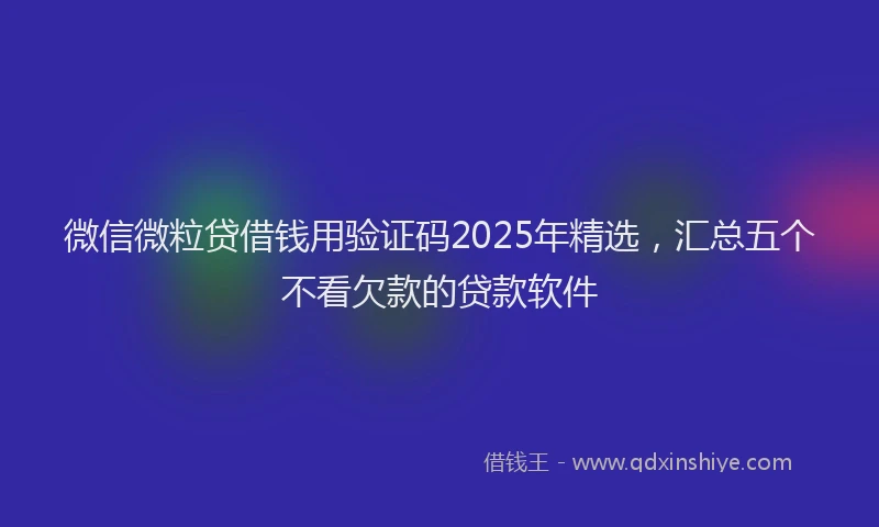 微信微粒贷借钱用验证码2025年精选，汇总五个不看欠款的贷款软件