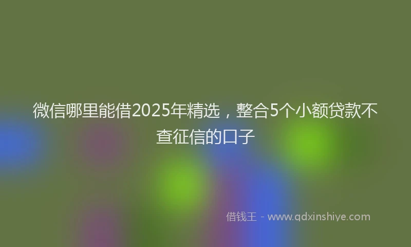 微信哪里能借2025年精选，整合5个小额贷款不查征信的口子
