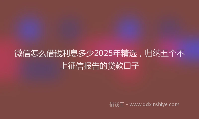 微信怎么借钱利息多少2025年精选，归纳五个不上征信报告的贷款口子