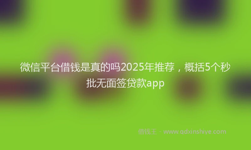 微信平台借钱是真的吗2025年推荐，概括5个秒批无面签贷款app