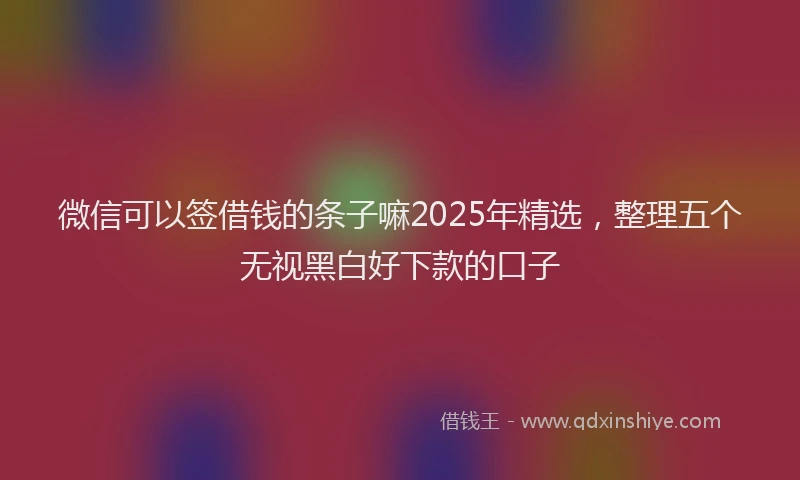 微信可以签借钱的条子嘛2025年精选，整理五个无视黑白好下款的口子