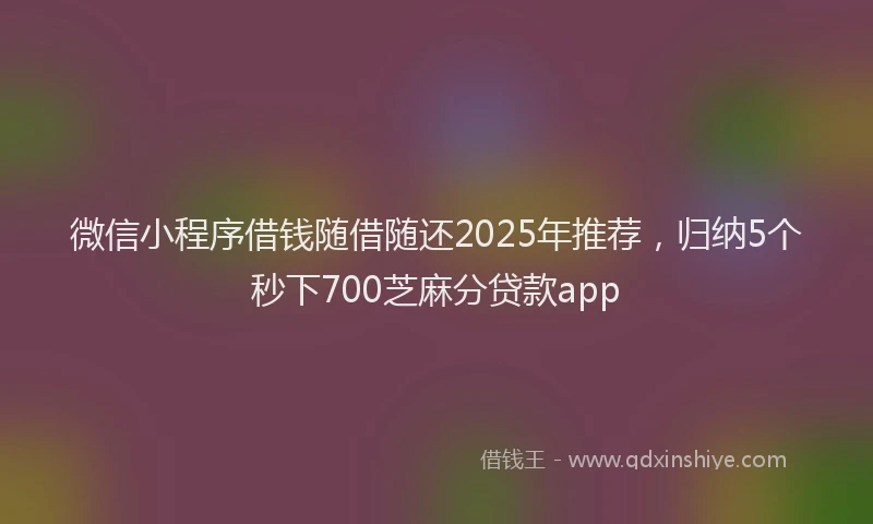 微信小程序借钱随借随还2025年推荐，归纳5个秒下700芝麻分贷款app