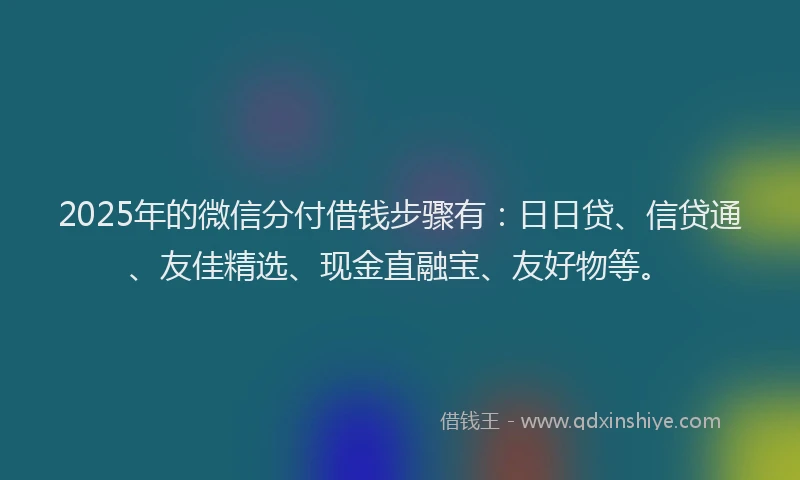 2025年的微信分付借钱步骤有：日日贷、信贷通、友佳精选、现金直融宝、友好物等。