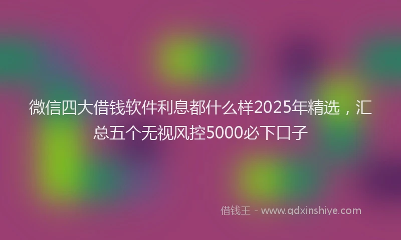 微信四大借钱软件利息都什么样2025年精选，汇总五个无视风控5000必下口子