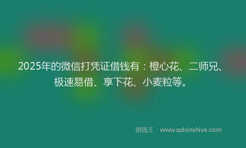 2025年的微信打凭证借钱有：橙心花、二师兄、极速易借、享下花、小麦粒等。