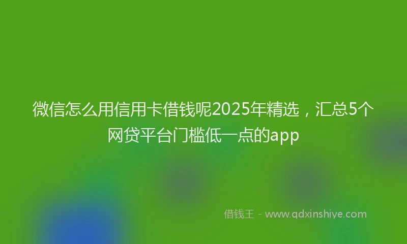 微信怎么用信用卡借钱呢2025年精选，汇总5个网贷平台门槛低一点的app