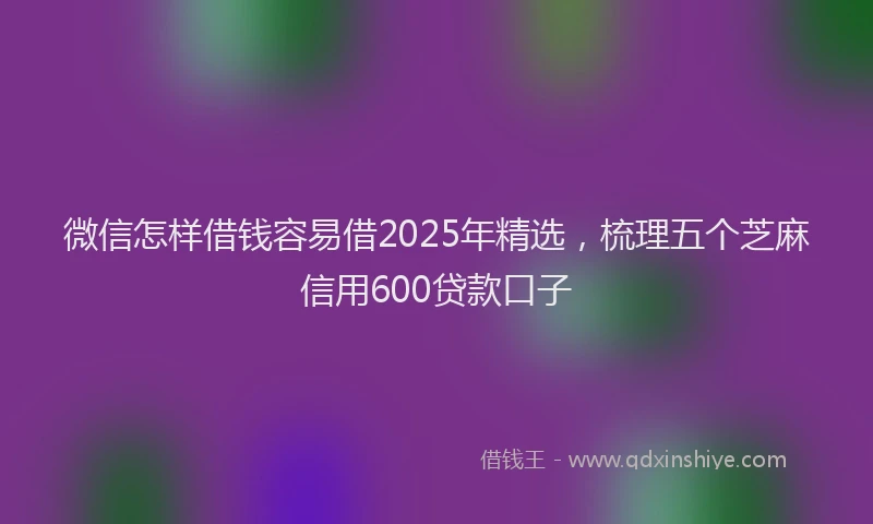 微信怎样借钱容易借2025年精选，梳理五个芝麻信用600贷款口子