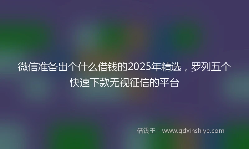 微信准备出个什么借钱的2025年精选，罗列五个快速下款无视征信的平台