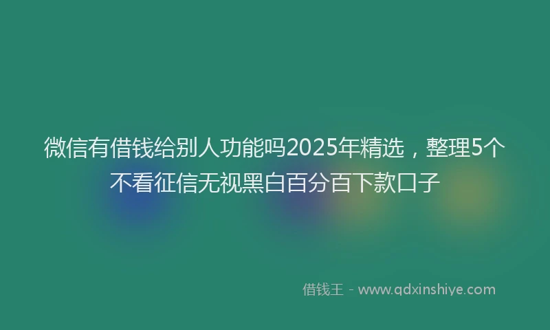 微信有借钱给别人功能吗2025年精选，整理5个不看征信无视黑白百分百下款口子