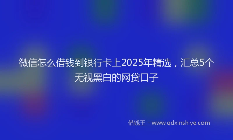 微信怎么借钱到银行卡上2025年精选，汇总5个无视黑白的网贷口子