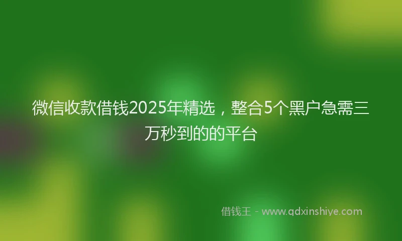 微信收款借钱2025年精选，整合5个黑户急需三万秒到的的平台