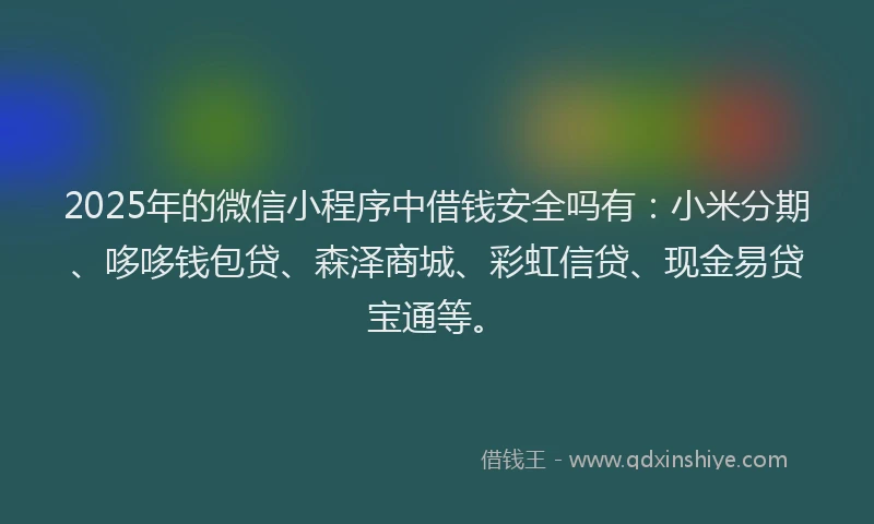 2025年的微信小程序中借钱安全吗有：小米分期、哆哆钱包贷、森泽商城、彩虹信贷、现金易贷宝通等。