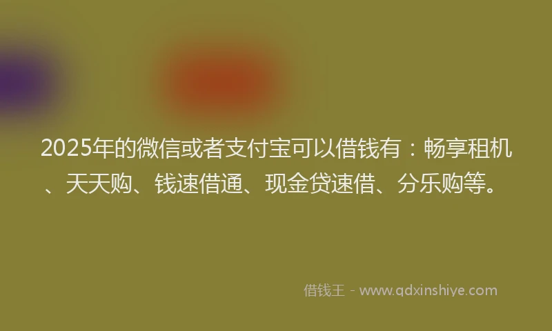 2025年的微信或者支付宝可以借钱有：畅享租机、天天购、钱速借通、现金贷速借、分乐购等。