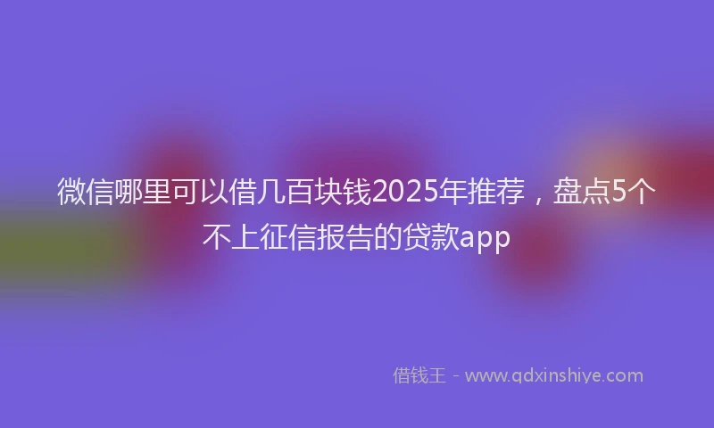 微信哪里可以借几百块钱2025年推荐，盘点5个不上征信报告的贷款app