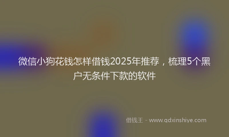 微信小狗花钱怎样借钱2025年推荐，梳理5个黑户无条件下款的软件