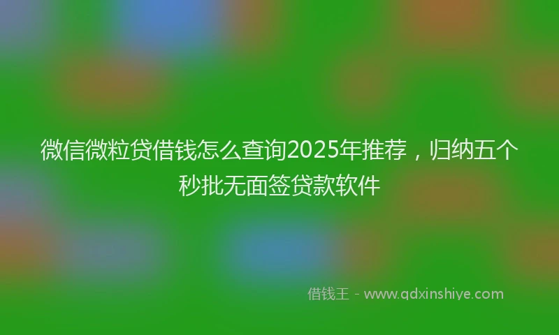 微信微粒贷借钱怎么查询2025年推荐，归纳五个秒批无面签贷款软件