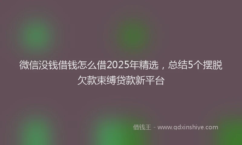 微信没钱借钱怎么借2025年精选，总结5个摆脱欠款束缚贷款新平台