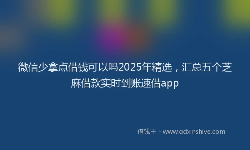 微信少拿点借钱可以吗2025年精选，汇总五个芝麻借款实时到账速借app