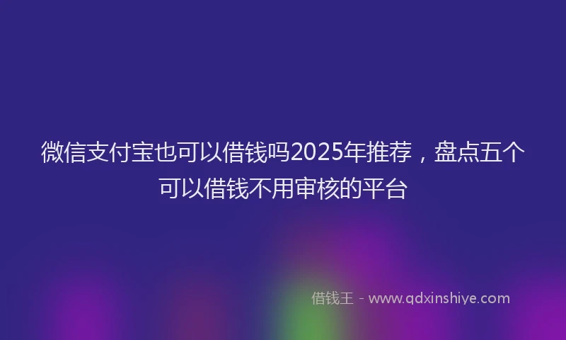 微信支付宝也可以借钱吗2025年推荐，盘点五个可以借钱不用审核的平台