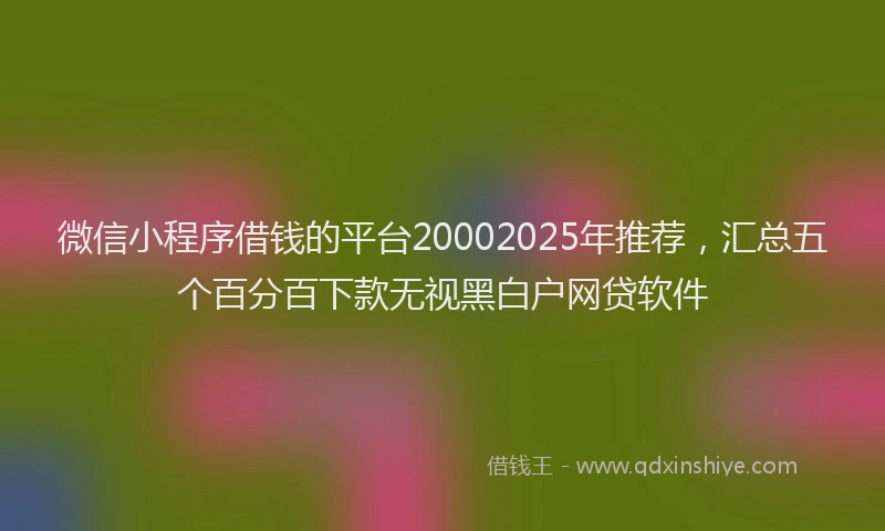 微信小程序借钱的平台20002025年推荐，汇总五个百分百下款无视黑白户网贷软件
