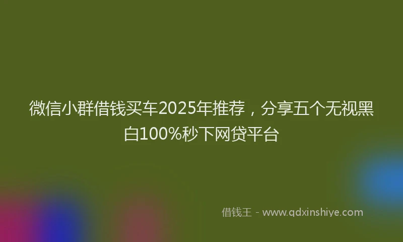 微信小群借钱买车2025年推荐，分享五个无视黑白100%秒下网贷平台