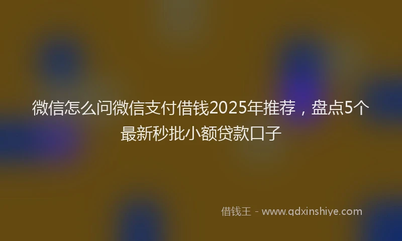 微信怎么问微信支付借钱2025年推荐，盘点5个最新秒批小额贷款口子
