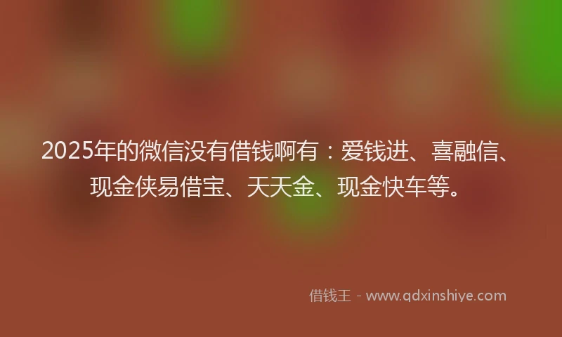 2025年的微信没有借钱啊有：爱钱进、喜融信、现金侠易借宝、天天金、现金快车等。