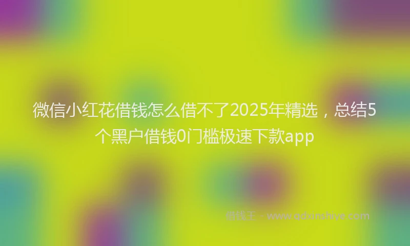 微信小红花借钱怎么借不了2025年精选，总结5个黑户借钱0门槛极速下款app