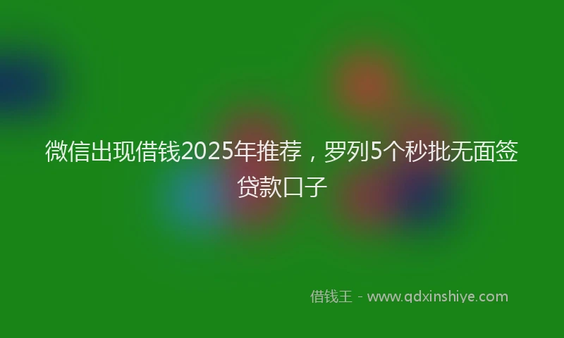 微信出现借钱2025年推荐，罗列5个秒批无面签贷款口子