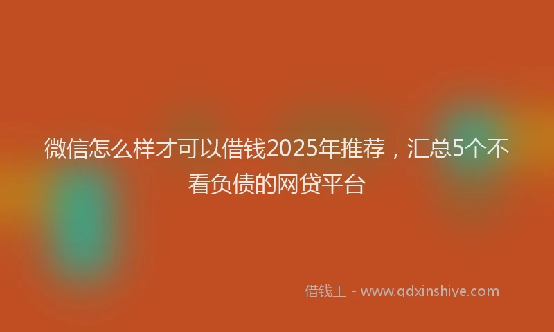 微信怎么样才可以借钱2025年推荐，汇总5个不看负债的网贷平台