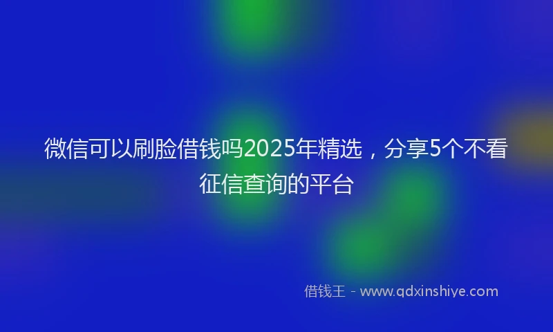 微信可以刷脸借钱吗2025年精选，分享5个不看征信查询的平台
