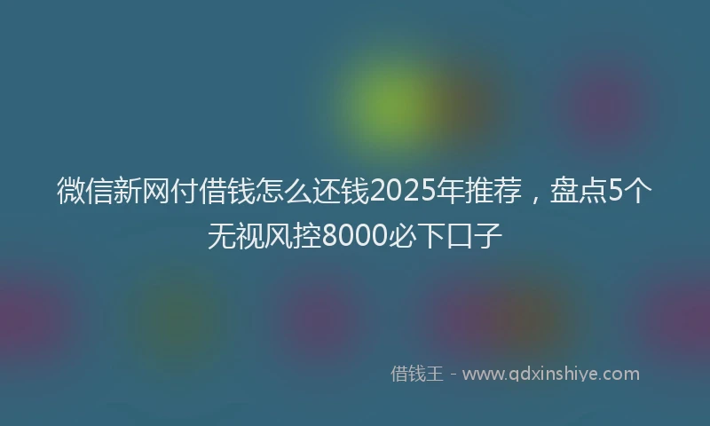 微信新网付借钱怎么还钱2025年推荐，盘点5个无视风控8000必下口子