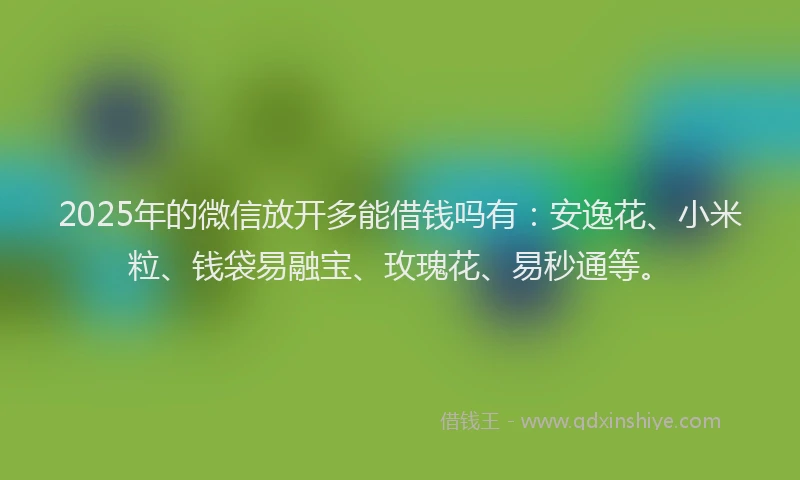 2025年的微信放开多能借钱吗有：安逸花、小米粒、钱袋易融宝、玫瑰花、易秒通等。