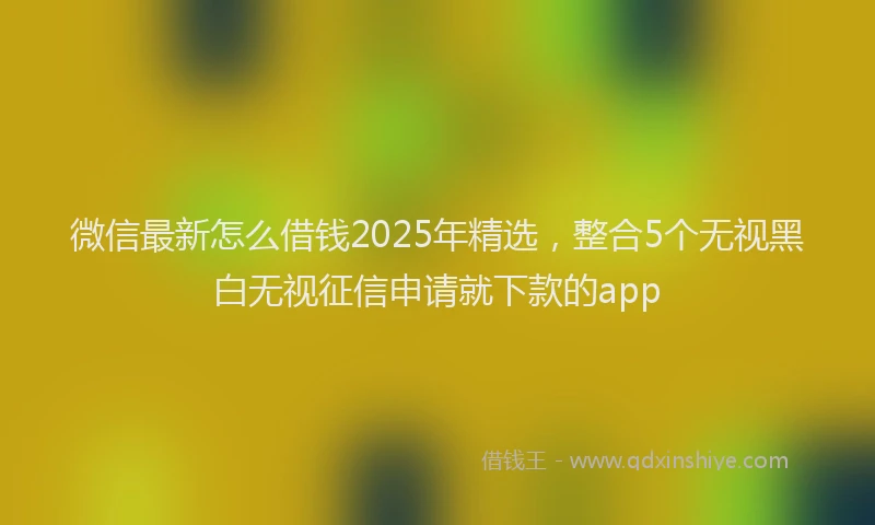 微信最新怎么借钱2025年精选，整合5个无视黑白无视征信申请就下款的app